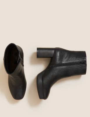 

Womens M&S Collection Leather Platform Ankle Boots - Black, Black