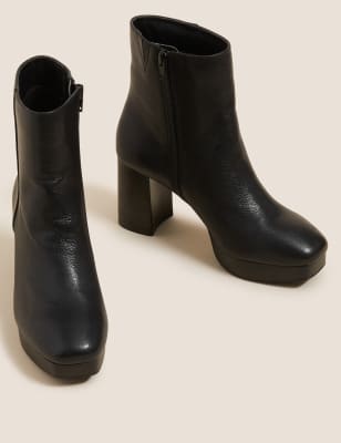 leather ankle booties with heel