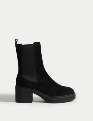 Black suede chunky clearance boots