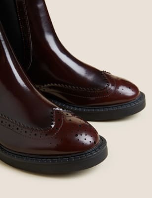 

Womens M&S Collection Leather Chelsea Flat Ankle Boots - Wine, Wine