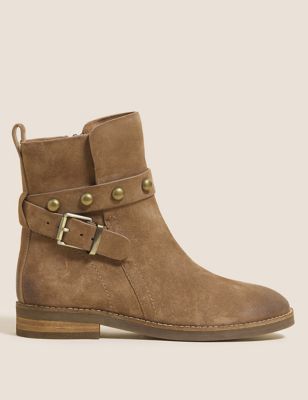 

Womens Per Una Suede Chelsea Buckle Ankle Boots - Tan, Tan