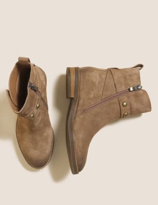 M&S Per Una Womens Suede Chelsea Buckle Ankle Boots - 3.5 - Tan, Tan,Black