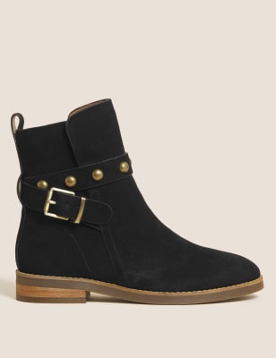 

Womens Per Una Suede Chelsea Buckle Ankle Boots - Black, Black