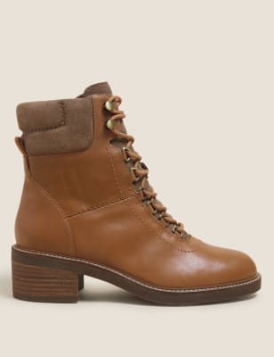 

Womens Per Una Wanderstiefeletten aus Leder zum Schnüren - Tan, Tan