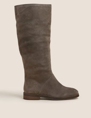 

Womens Per Una Suede Block Heel Knee High Boots - Mink, Mink
