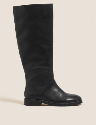 

Womens Per Una Leather Block Heel Knee High Boots - Black, Black
