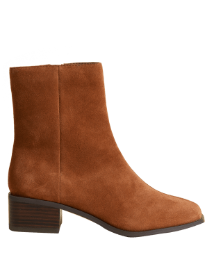 

Womens M&S Collection Suede Block Heel Square Toe Ankle Boots - Toffee, Toffee