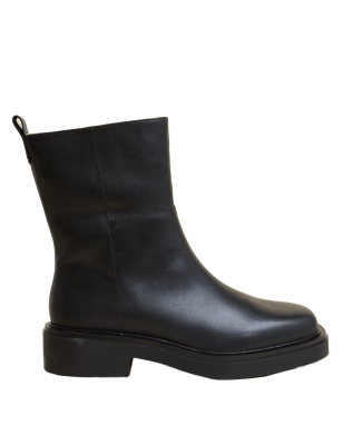 

Womens Per Una Flache Lederstiefeletten mit eckiger Spitze - Black, Black
