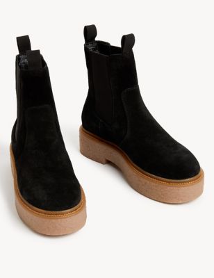 Suede Chelsea Chunky Flat Ankle Boots