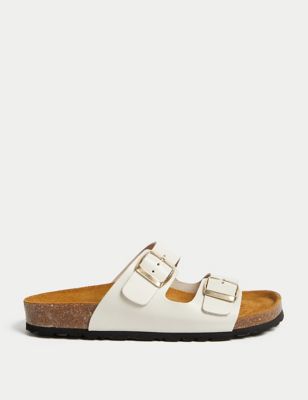 

Womens M&S Collection Leather Buckle Footbed Sandals - Cream, Cream