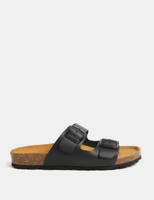 Leather Buckle Footbed Sandals