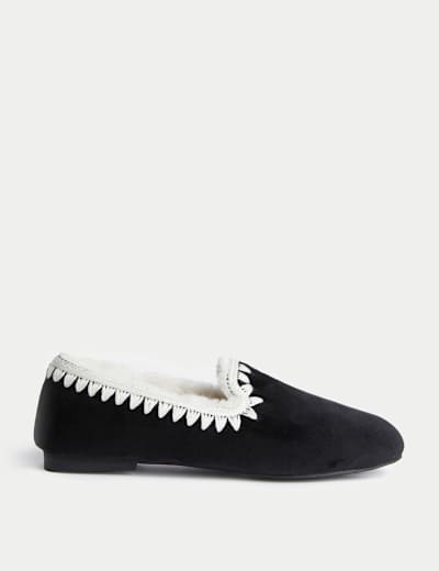 Faux Fur Lined Moccasin Slippers