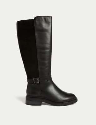 Black wide fit 2024 knee high boots