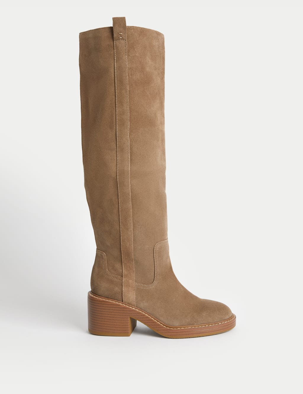 Suede Block Heel Knee High Boots image 1