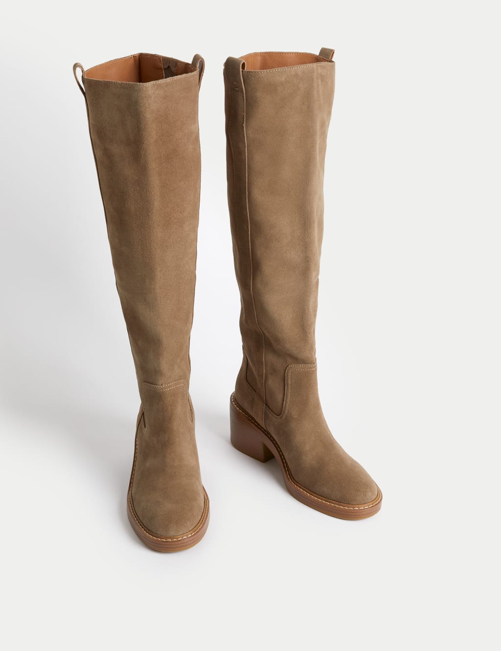 Suede Block Heel Knee High Boots image 2