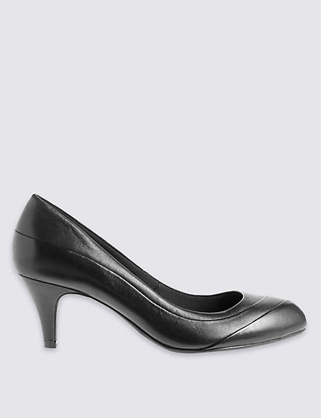 Leather Stiletto Pleated Court Shoes