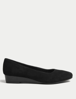 Womens M&S Collection Suede Wedge Pumps - Black, Black