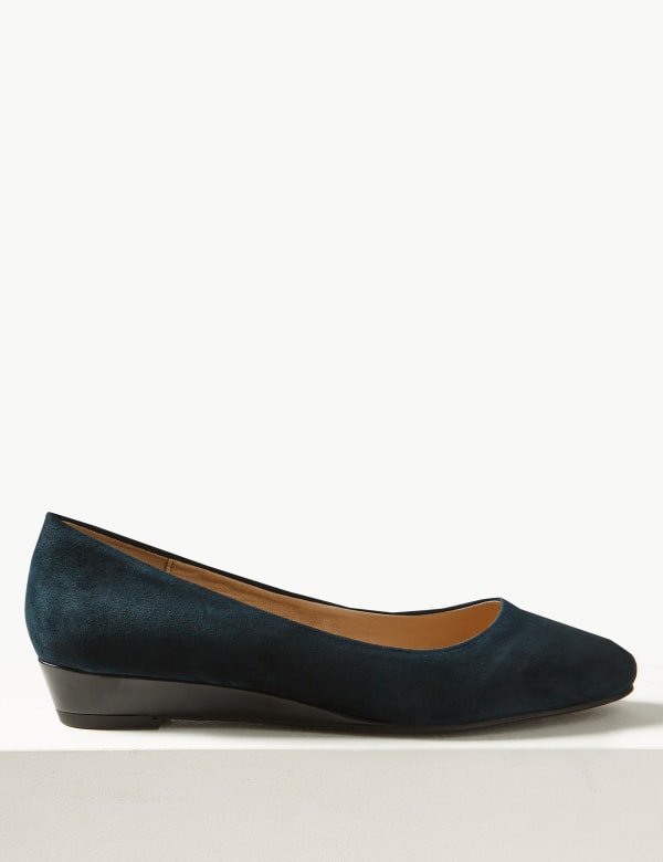 Suede Wedge Court Shoes M S Collection M S