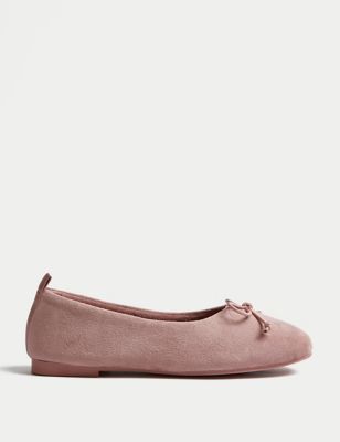

Womens M&S Collection Bow Faux Fur Lined Ballerina Slippers - Dusty Pink, Dusty Pink
