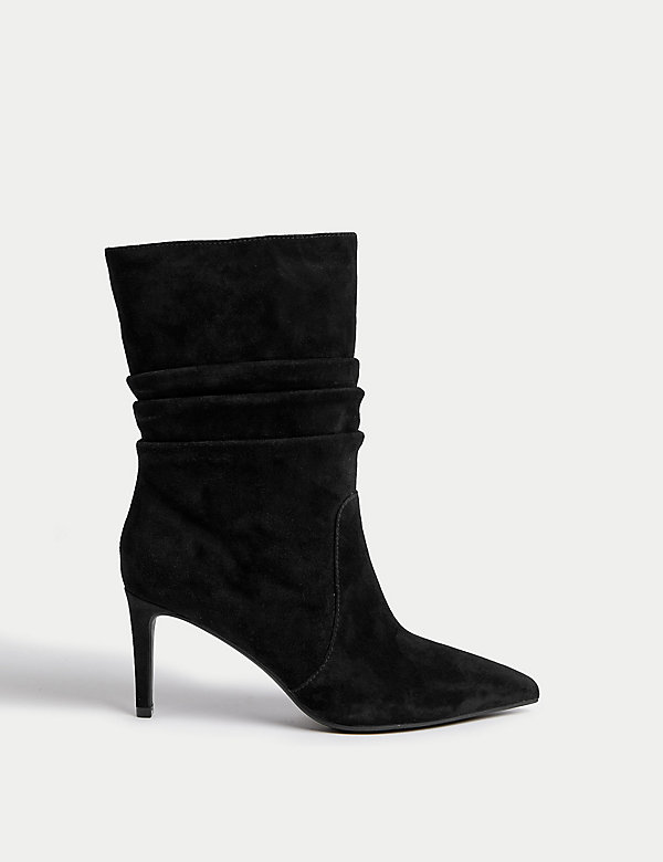 Suede Stiletto Heel Pointed Ankle Boots - AU