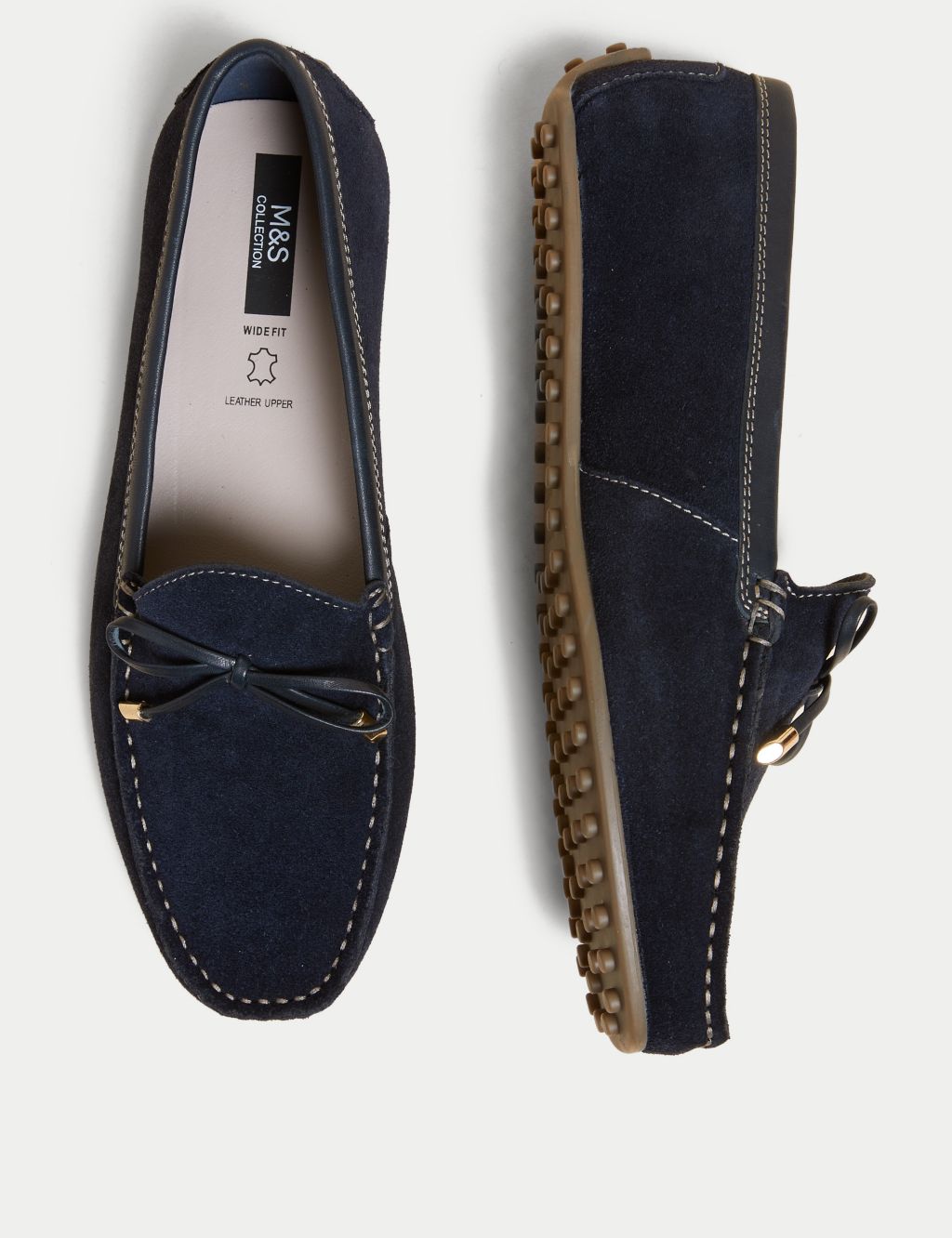 Wide Fit Suede Bow Boat Shoes image 3