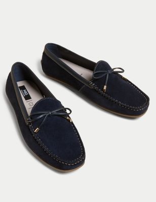 Wide Fit Suede Bow Boat Shoes