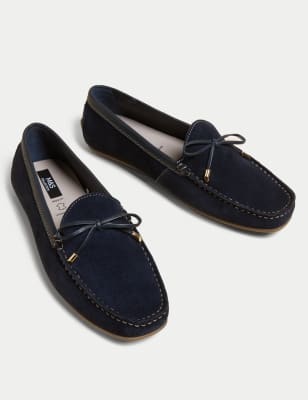 Wide Fit Suede Bow Boat Shoes