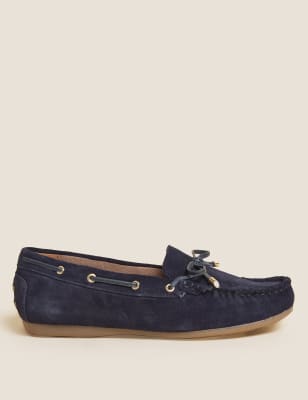 

M&S Collection Náuticos de ante de ancho especial con ribete y lazoWomens - Navy, Navy