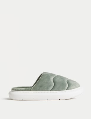 Womens grey mule discount slippers