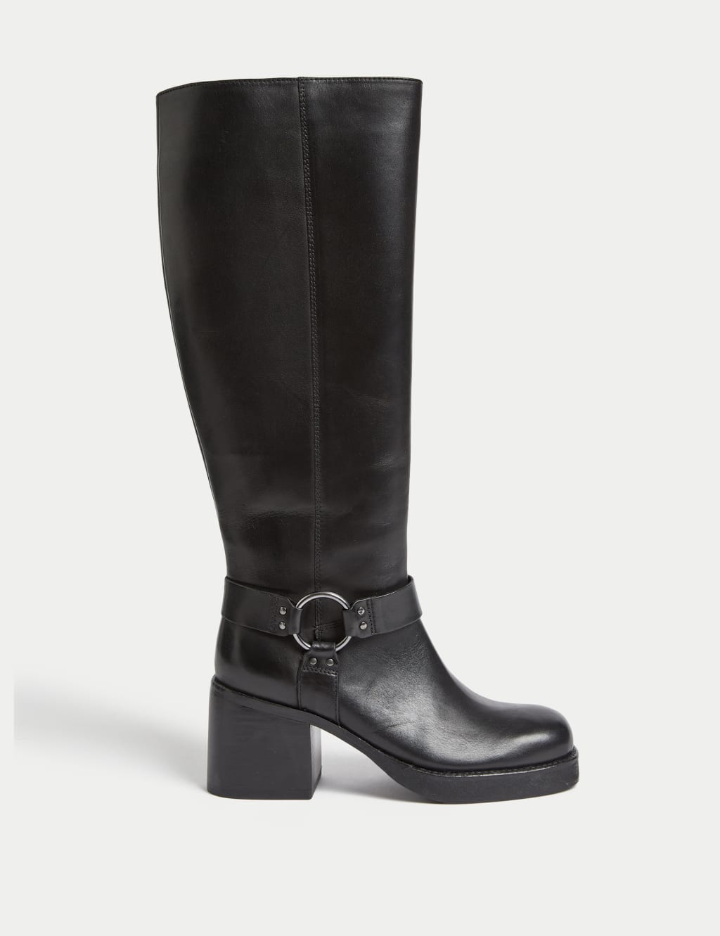 Leather Block Heel Knee High Boots image 1