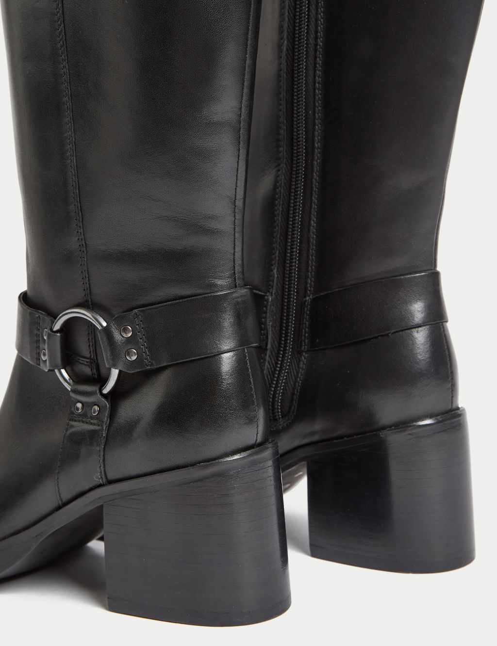 Leather Block Heel Knee High Boots image 3