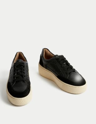 Leather Lace Up Sparkle Chunky Trainers