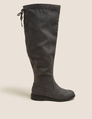 

Womens M&S Collection Wide Fit Flat Over the Knee Boots - Grey, Grey