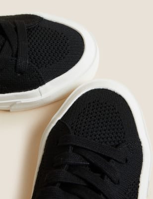 

Womens M&S Collection Knitted Lace Up Trainers - Black, Black