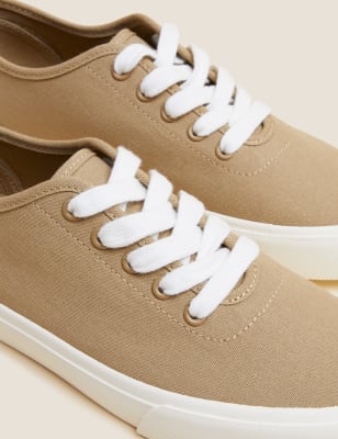 

M&S Collection Zapatillas deportivas de lona con cordonesWomens - Taupe, Taupe