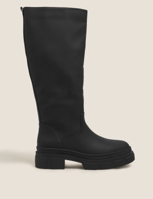 

Womens M&S Collection Chunky Cleated Knee High Boots - Black, Black