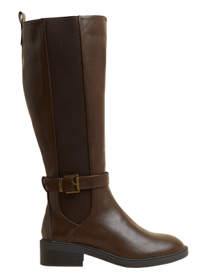 

Womens M&S Collection Kniehohe Stiefel mit Schnalle - Chocolate Mix, Chocolate Mix