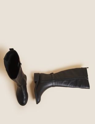 

Womens M&S Collection Buckle Knee High Boots - Black, Black