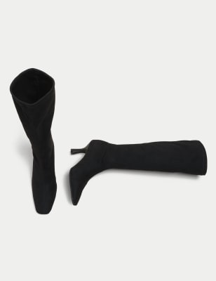

Womens M&S Collection Stiletto Heel Square Toe Knee High Boots - Black, Black