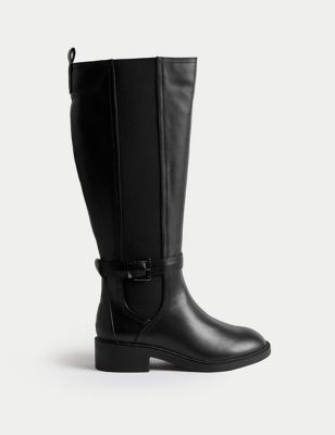 Riding Buckle Flat Knee High Boots
