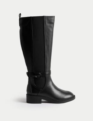 Riding Buckle Flat Knee High Boots M S BH