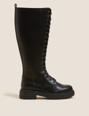 

Womens M&S Collection Lace Up Knee High Boots - Black, Black