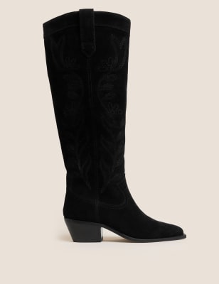 black western boots suede