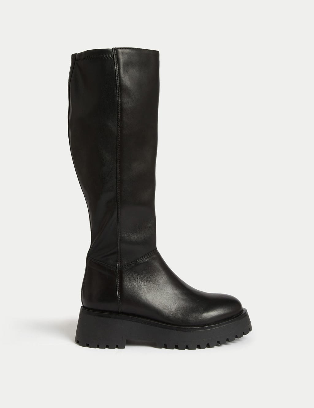 Leather Chunky Flatform Knee High Boots image 1