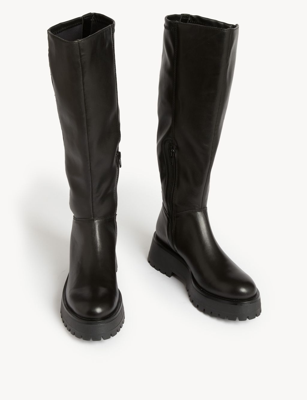Leather Chunky Flatform Knee High Boots image 2