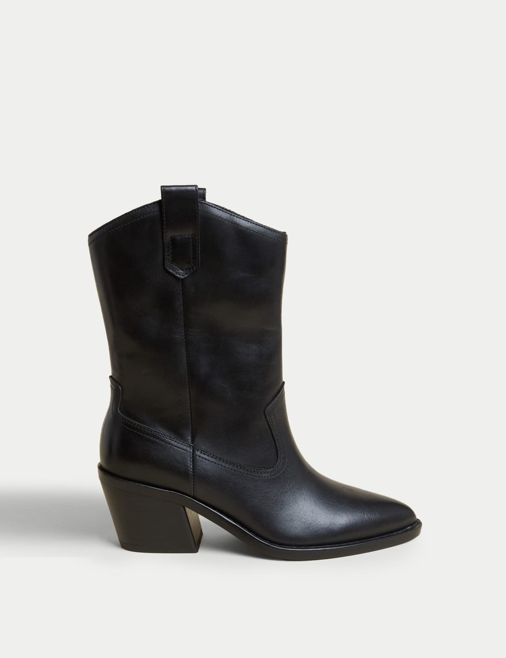 Leather Cow Boy Block Heel Ankle Boots image 1