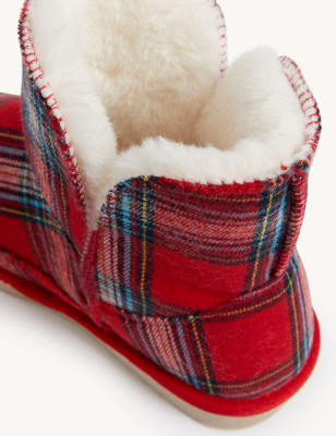 Checked Faux Fur Lined Slipper Boots