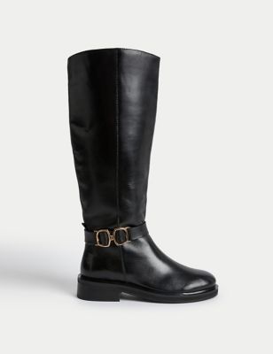 Leather Flat Riding Boots