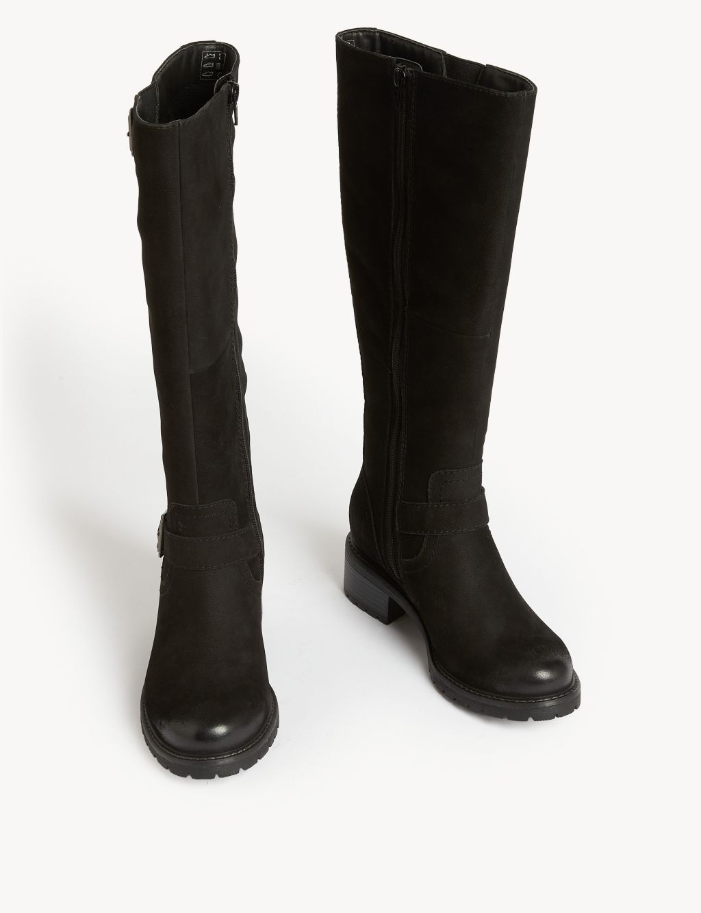 Wide Fit Leather Block Heel Knee High Boots image 2