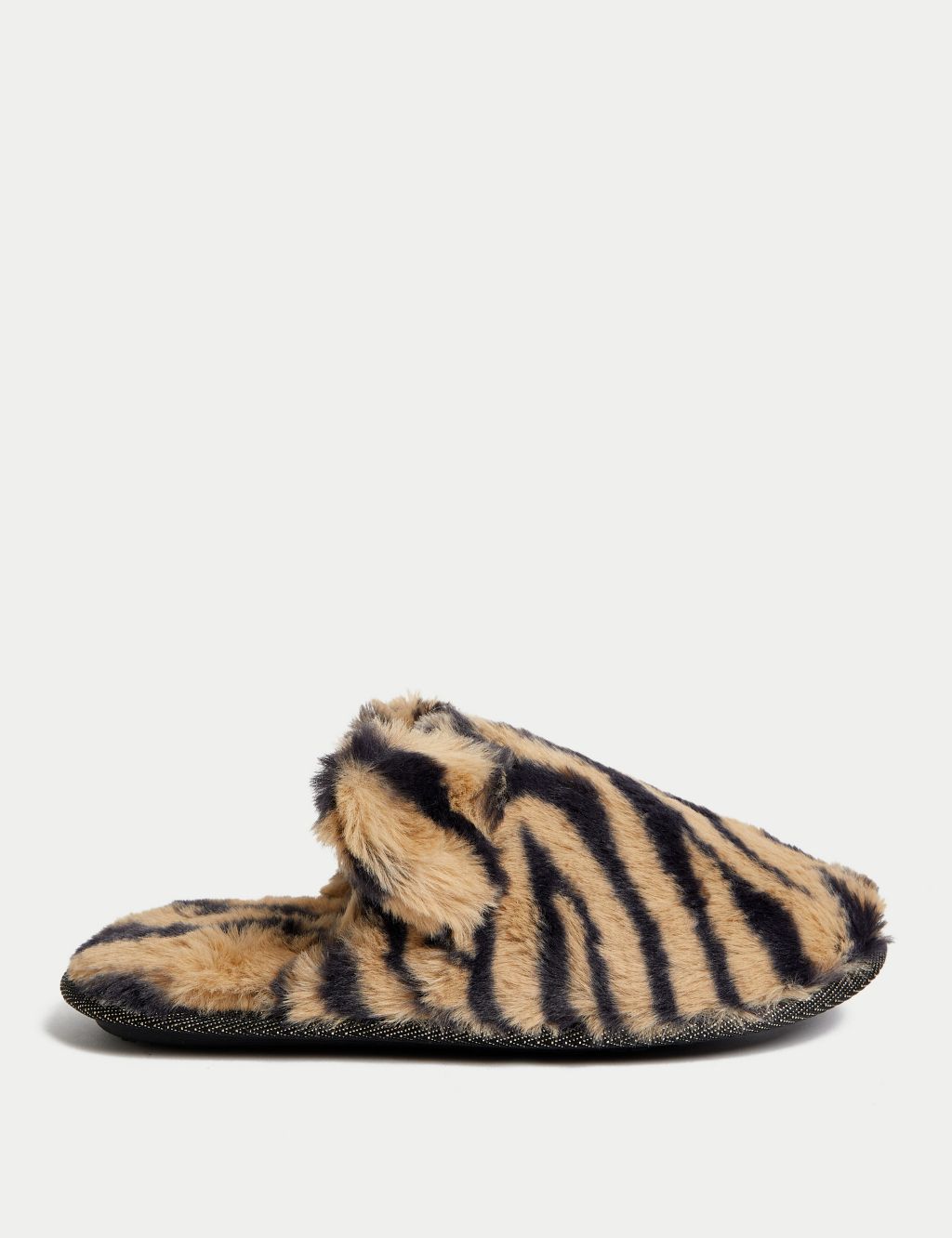 Faux Fur Round Toe Mule Slippers image 1